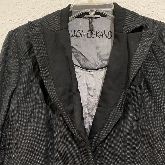 Luisa Cerano Women's Black Shimmery One Button Long Sleeve Blazer Size 10 NWOT - Picture 10 of 14
